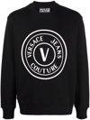Versace Jeans Couture Logo-print Crew-neck Sweatshirt In Schwarz