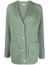 Vince Ribbed-knit Alpaca Wool-blend Cardigan In Grün
