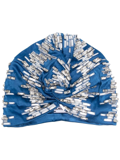 Mary Jane Claverol Blue Ginni Turban With Crystals