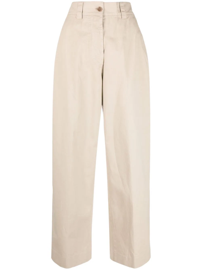 Aspesi High-rise Straight-leg Trousers In Neutrals