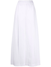Aspesi Elastic Waist Wide Leg Plain Trousers In Weiss