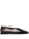 Jil Sander Black Whipstitch Anklet Ballerina Flats In Schwarz