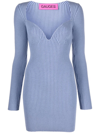 Gauge81 Mija Rib-knit Wool Minidress In Corn Flower Blue