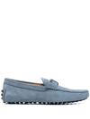 Tod's Man Loafers Pastel Blue Size 7.5 Soft Leather In Blau