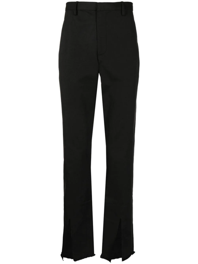 Dion Lee Split Fray-trim Trousers In Schwarz