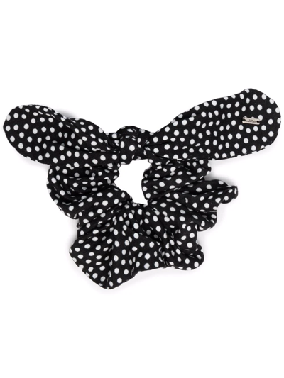 Saint Laurent Polka-dot Hair Scrunchie In Schwarz