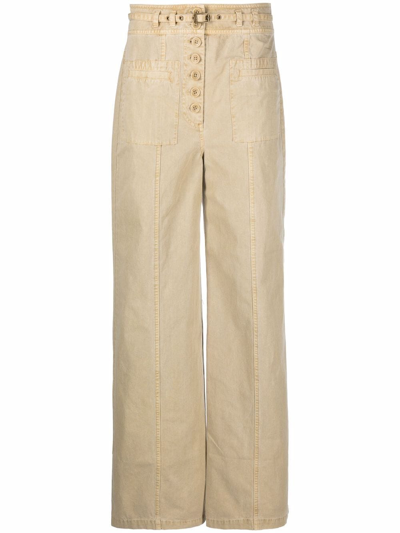 Ulla Johnson Belted Wide-leg Trousers In Nude