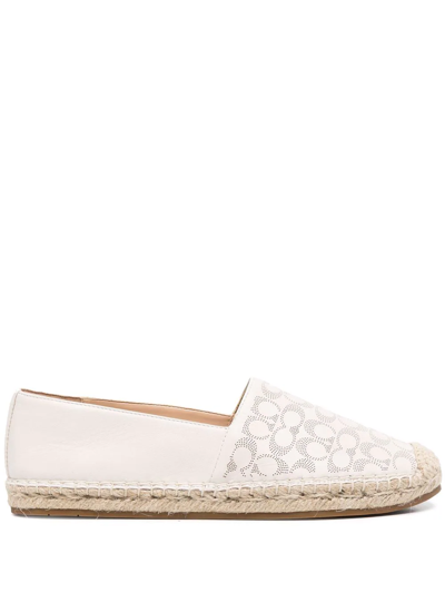 Coach Carley Perforated Leather Espadrilles In White