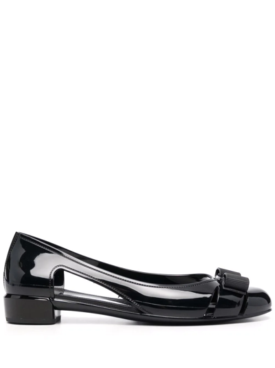 Ferragamo Black Vara Jelly Ballerina Flats