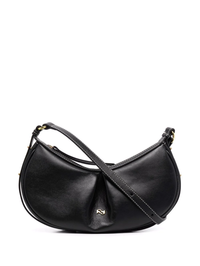 Yuzefi Bean Shoulder Bag In Black Leather In Nero