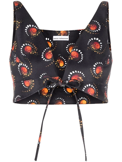 Paco Rabanne Graphic-print Sleeveless Cropped Top In Black