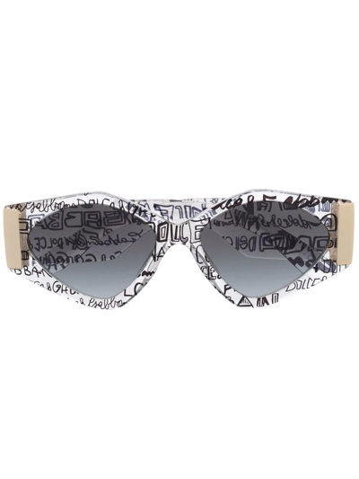 Dolce & Gabbana Logo-print Square-frame Sunglasses In Nude