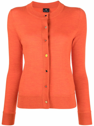 Ps By Paul Smith Button-down Fitted Cardigan In Orange