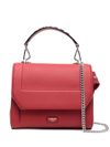 Lancel Leather Chain-strap Tote Bag In Red