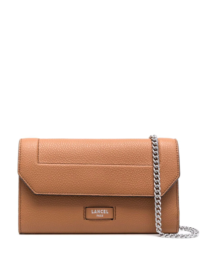 Lancel Leather Shoulder Bag In Braun