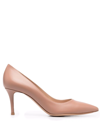 Gianvito Rossi Polished-finish Pointed-toe Pumps In Nude