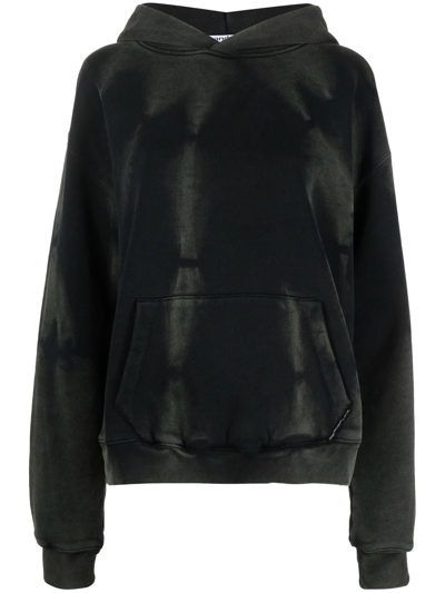 Alexander Wang Long-sleeved Acid Washed Hoodie In Green