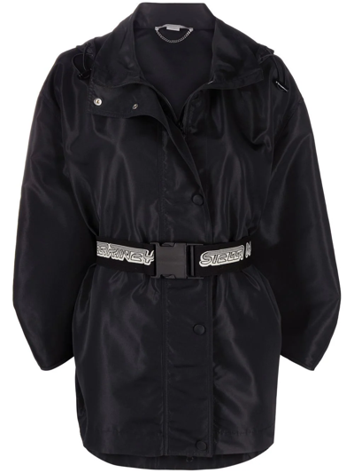 Stella Mccartney Belted Hooded Jacket In Schwarz