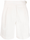 Red Valentino Lace-up Ruffle-trimmed Cotton-blend Shorts In Bianco Ottico