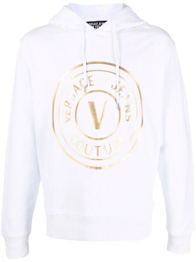 Versace Jeans Couture Logo-print Cotton Hoodie In White