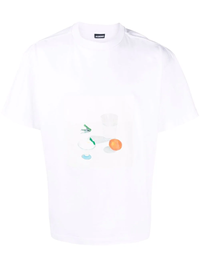 Jacquemus Tableau Printed Cotton-jersey T-shirt In White