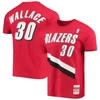 Mitchell & Ness Rasheed Wallace Red Portland Trail Blazers Hardwood Classics Player Name & Number T- In Red