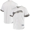 MAJESTIC MAJESTIC WHITE MILWAUKEE BREWERS HOME OFFICIAL COOL BASE JERSEY