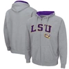 Colosseum Men's Heathered Gray Lsu Tigers Arch Logo 3.0 Full-zip Hoodie In Heather Gray