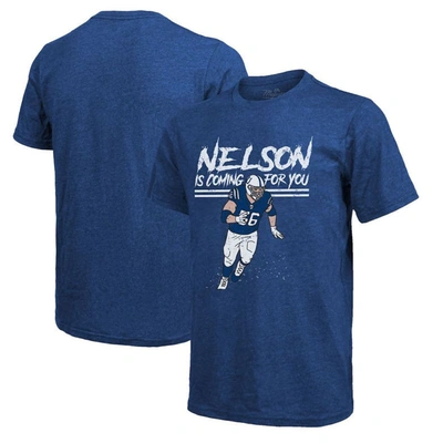 MAJESTIC MAJESTIC THREADS QUENTON NELSON ROYAL INDIANAPOLIS COLTS TRI-BLEND PLAYER T-SHIRT