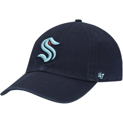 47 ' Deep Sea Blue Seattle Kraken Clean Up Adjustable Hat In Navy