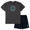 Concepts Sport Deep Sea Blue/heathered Charcoal Seattle Kraken Big & Tall T-shirt & Shorts Sleep Set In Navy