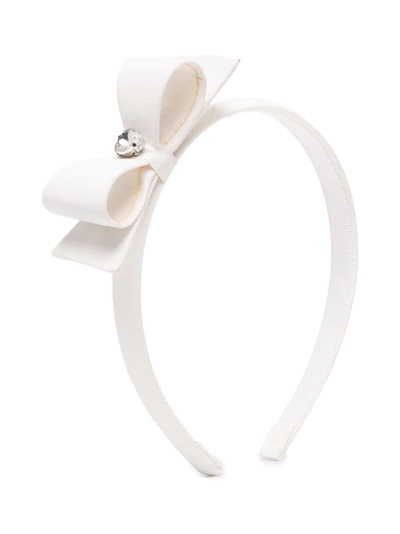 Monnalisa Kids' Crystal-embellished Bow-detail Headband In White