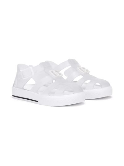 Dolce & Gabbana White Sandals With Cage Tip Dolce&gabbana Kids