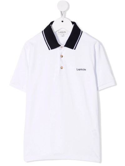 Lanvin Enfant Teen Embroidered Logo Polo Shirt In White
