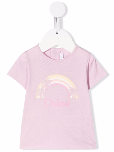 Chloé Babies' Logo印花t恤 In Violet