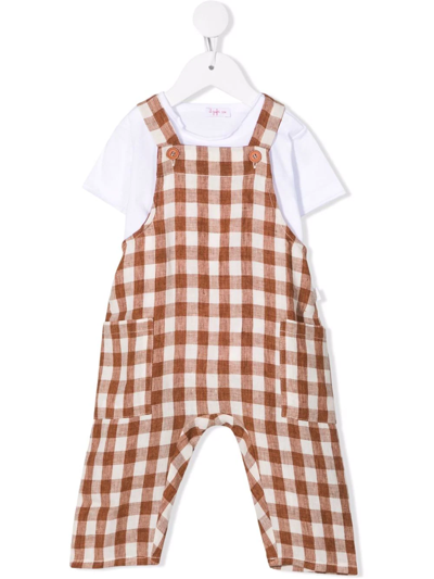 Il Gufo Babies' Two-piece Dungaree Set In Brown