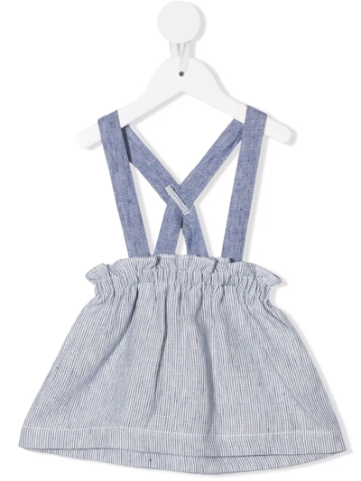Il Gufo Babies' Striped Braced Skirt In Blue