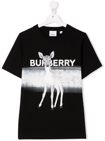 Burberry Kids' Logo-print Short-sleeve T-shirt In Blue