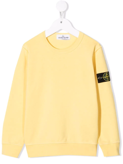 Stone Island Junior Teen Logo-patch Sleeve Sweatshirt In Yellow