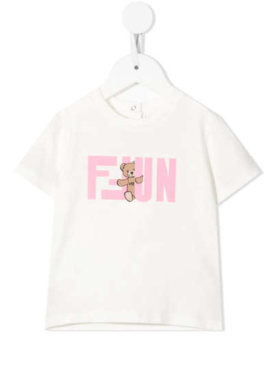 Fendi Babies' Logo-print Short-sleeved T-shirt In White