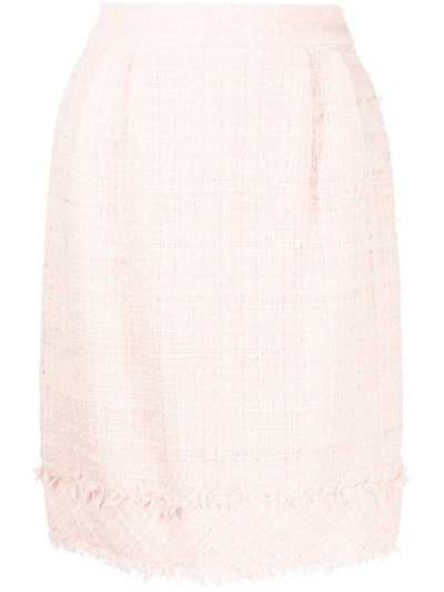 Pre-owned Chanel 2010 Tweed Pencil Skirt In Pink