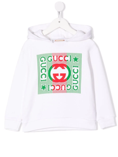 Gucci Babies' Logo-print Long-sleeve Hoodie In White