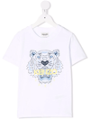 Kenzo Kids' Signature Tiger-print T-shirt In White