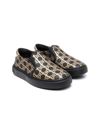 Balmain Teen Monogram-print Slip-on Sneakers In Black