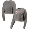 League Collegiate Wear Graphite Wisconsin Badgers Classic Corded Timber Crop Pullover Sweatshirt In Graphite