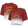 Majestic Threads George Kittle Scarlet/white San Francisco 49ers Dip-dye Player Name & Number Crop T In Scarlet