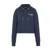 Balmain Cropped Navy Eco-design Cotton Sweatshirt In Marine Blanc