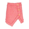 Balmain Tweed Miniskirt With Logoed Buttons In Rose Saumon