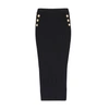 Balmain Decorative-buttons Ribbed Pencil Skirt In Noir