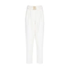 Balmain Boyfriend Cut Jeans With Buckle Monogram Print In Blanc